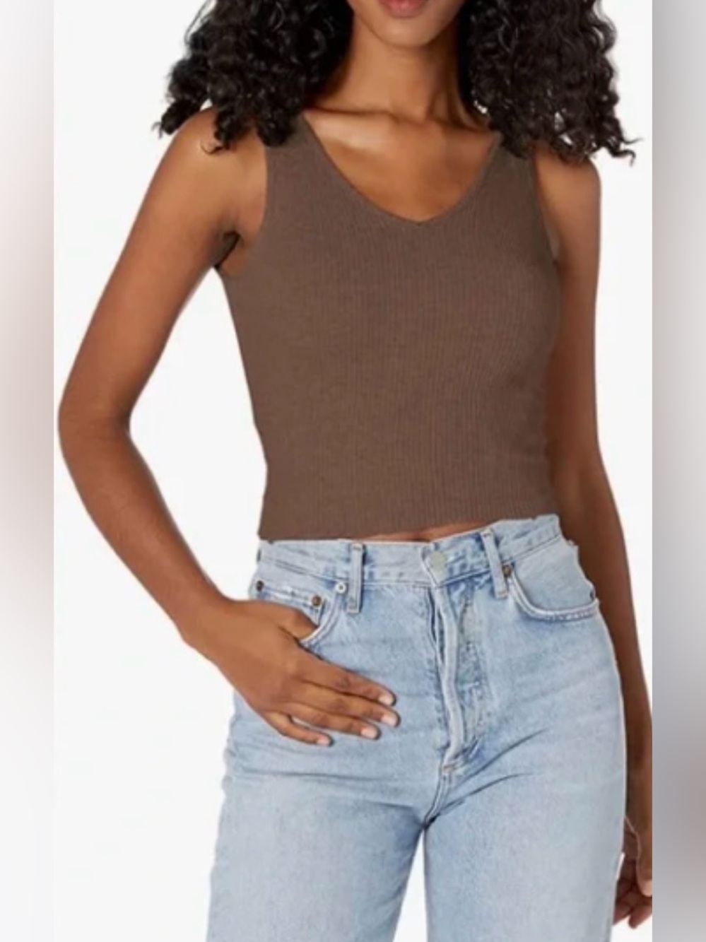 MONROW Ribbed Knit Sweater Tank Top Camel Tan XS NWT